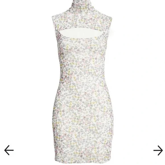 AFRM NWT maci mock neck floral cut out dress - Picture 2 of 16